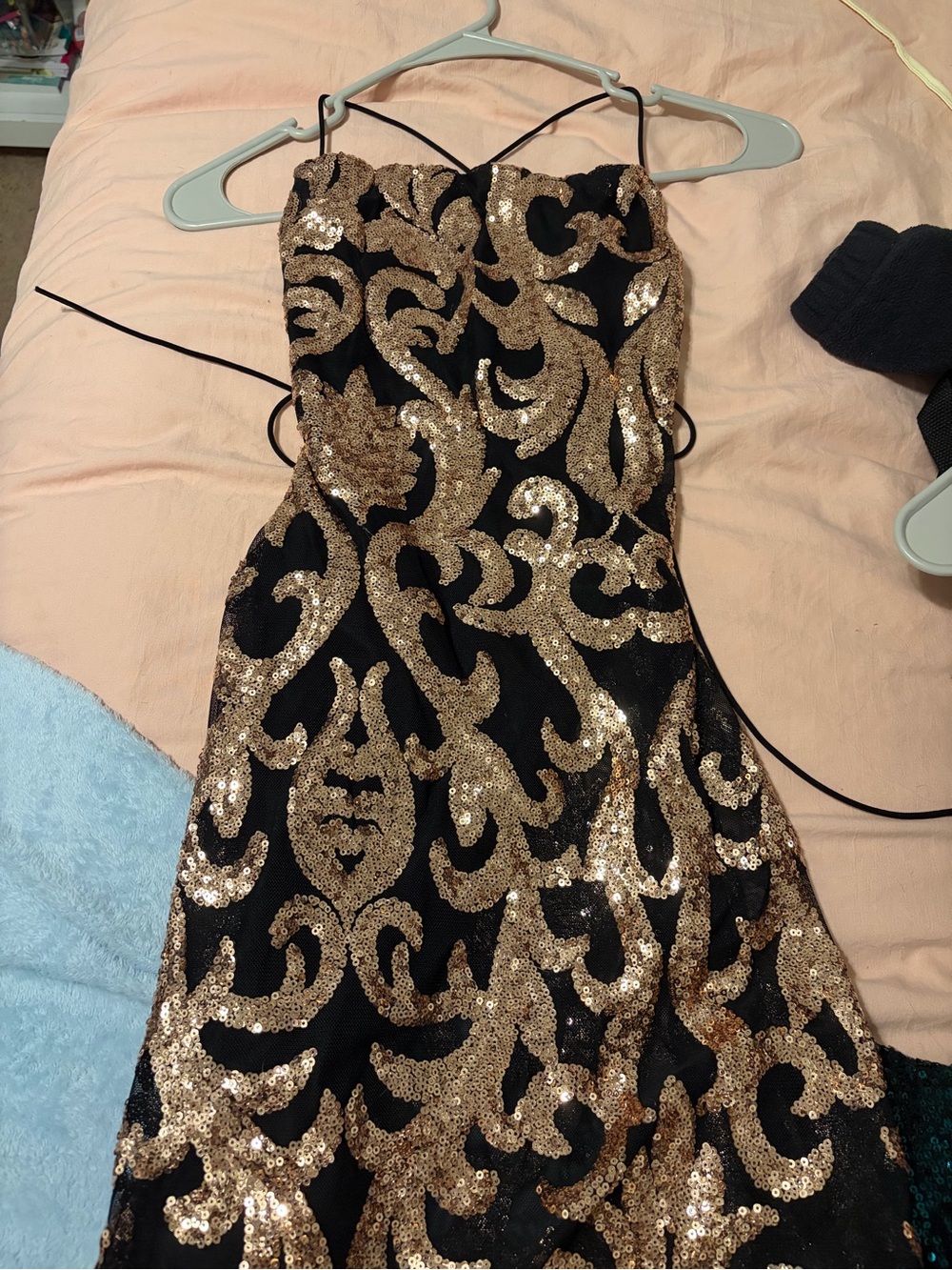 Windsor Black Dress with Gold Sequin Scrolls - Mini size small only worn once